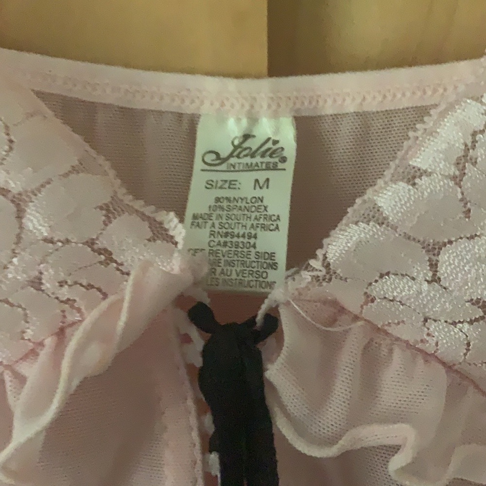 Jolie sexy lace lingerie pink corset top size M with matching panties - Picture 3 of 13
